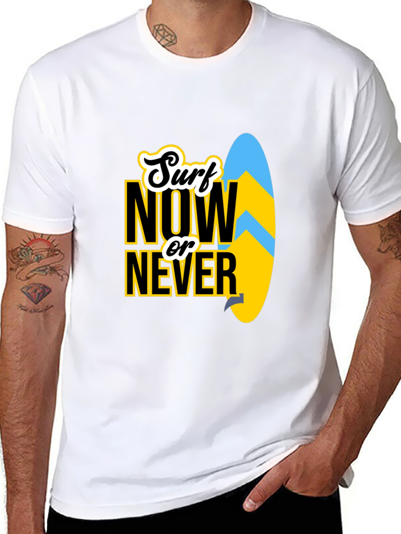 Surf Now Or Never Black T-Shirt