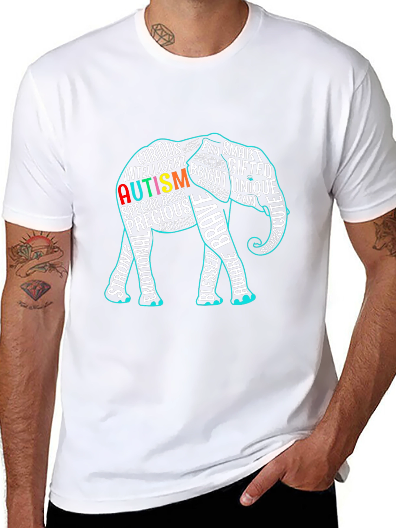 Autism Awareness Elephant Graphic Tee Shirt