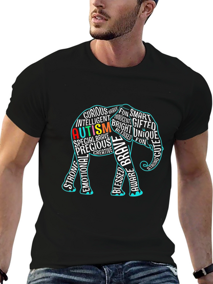 Autism Awareness Elephant Graphic Tee Shirt