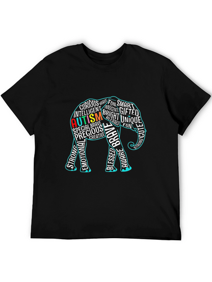 Autism Awareness Elephant Graphic Tee Shirt