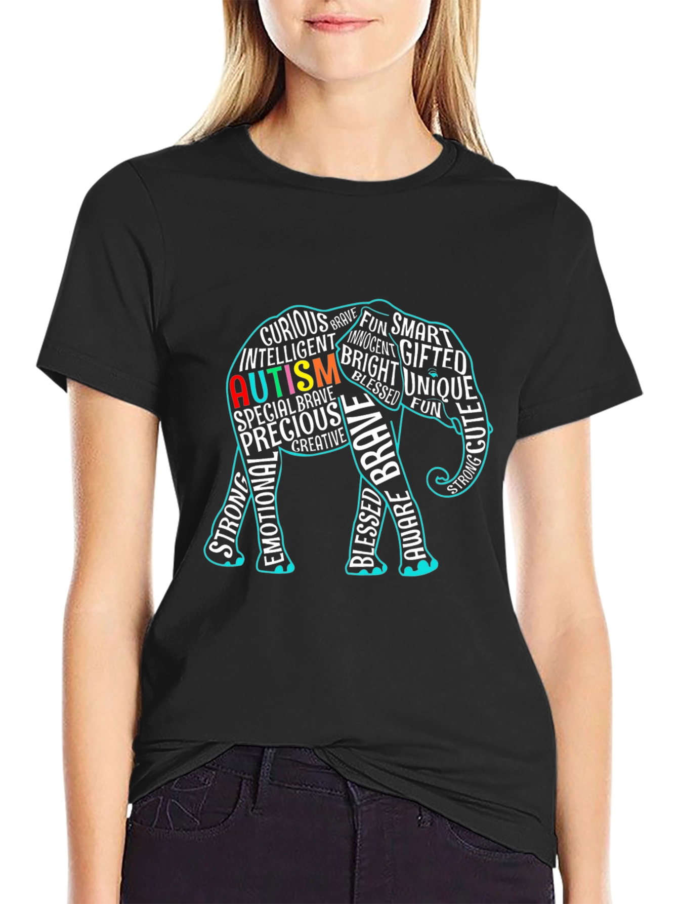 Autism Awareness Elephant Graphic Tee Shirt
