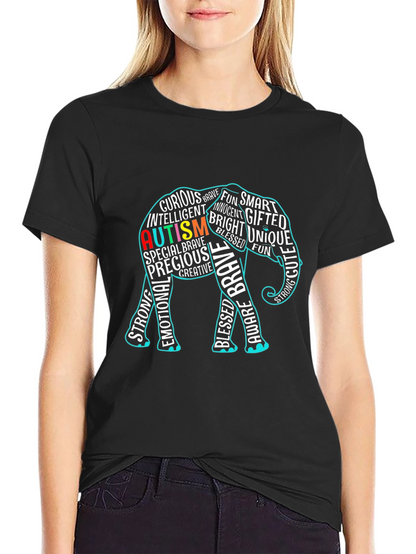 Autism Awareness Elephant Graphic Tee Shirt