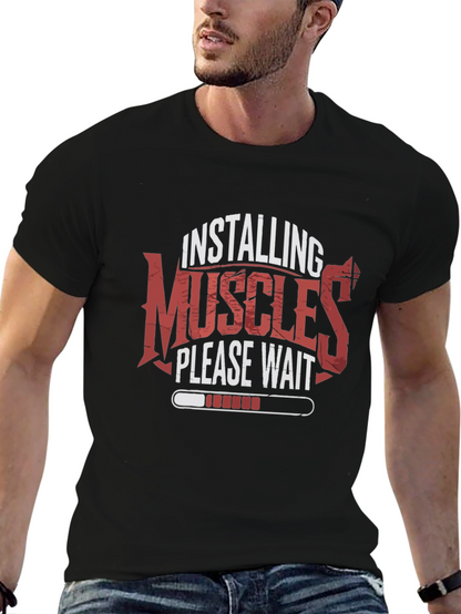 Installing Muscles T-Shirt Gym Fitness Tee