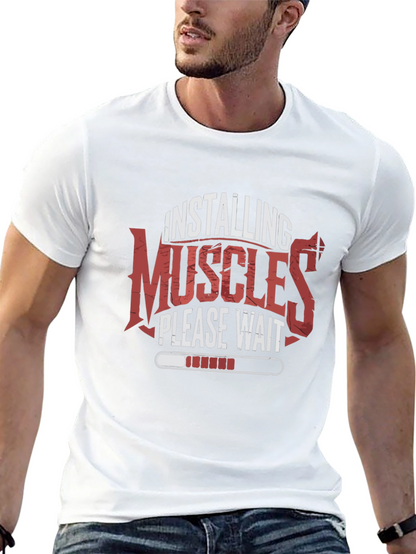 Installing Muscles T-Shirt Gym Fitness Tee