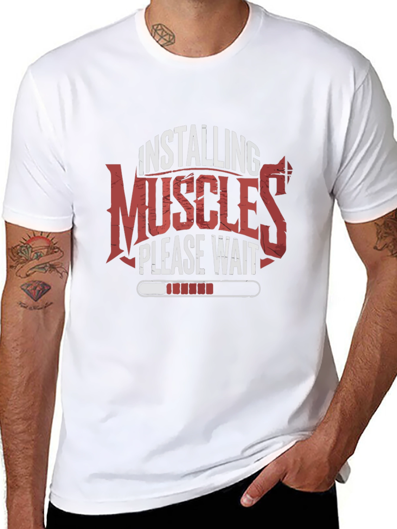 Installing Muscles T-Shirt Gym Fitness Tee