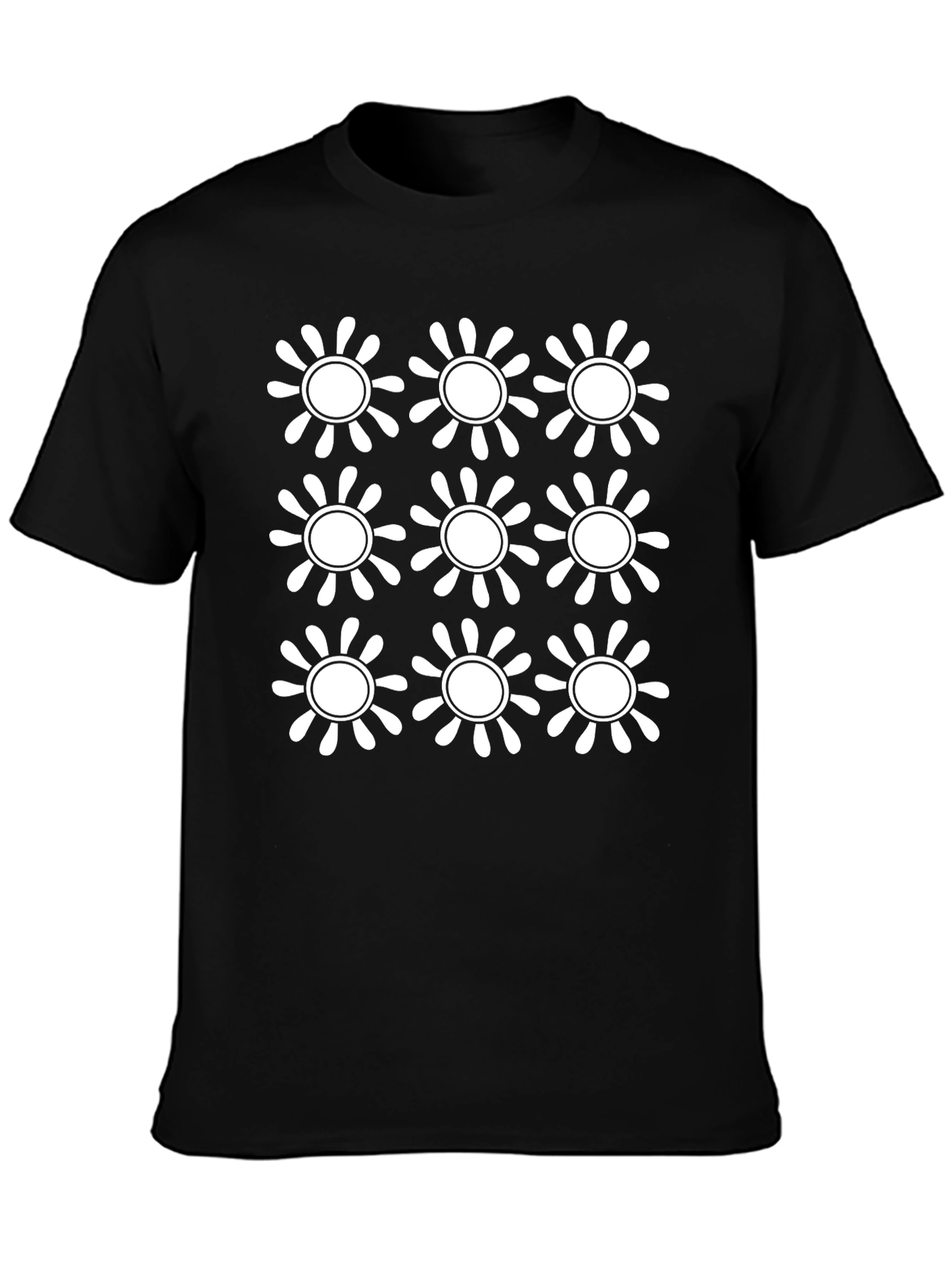 Retro Floral Pattern Black T-Shirt