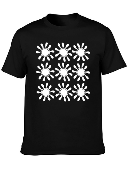 Retro Floral Pattern Black T-Shirt