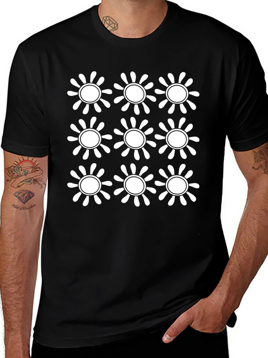 Retro Floral Pattern Black T-Shirt
