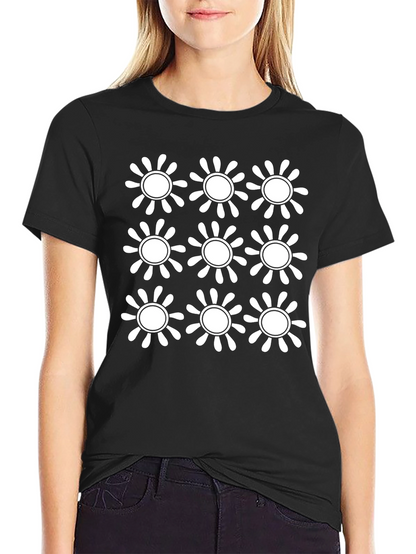 Retro Floral Pattern Black T-Shirt