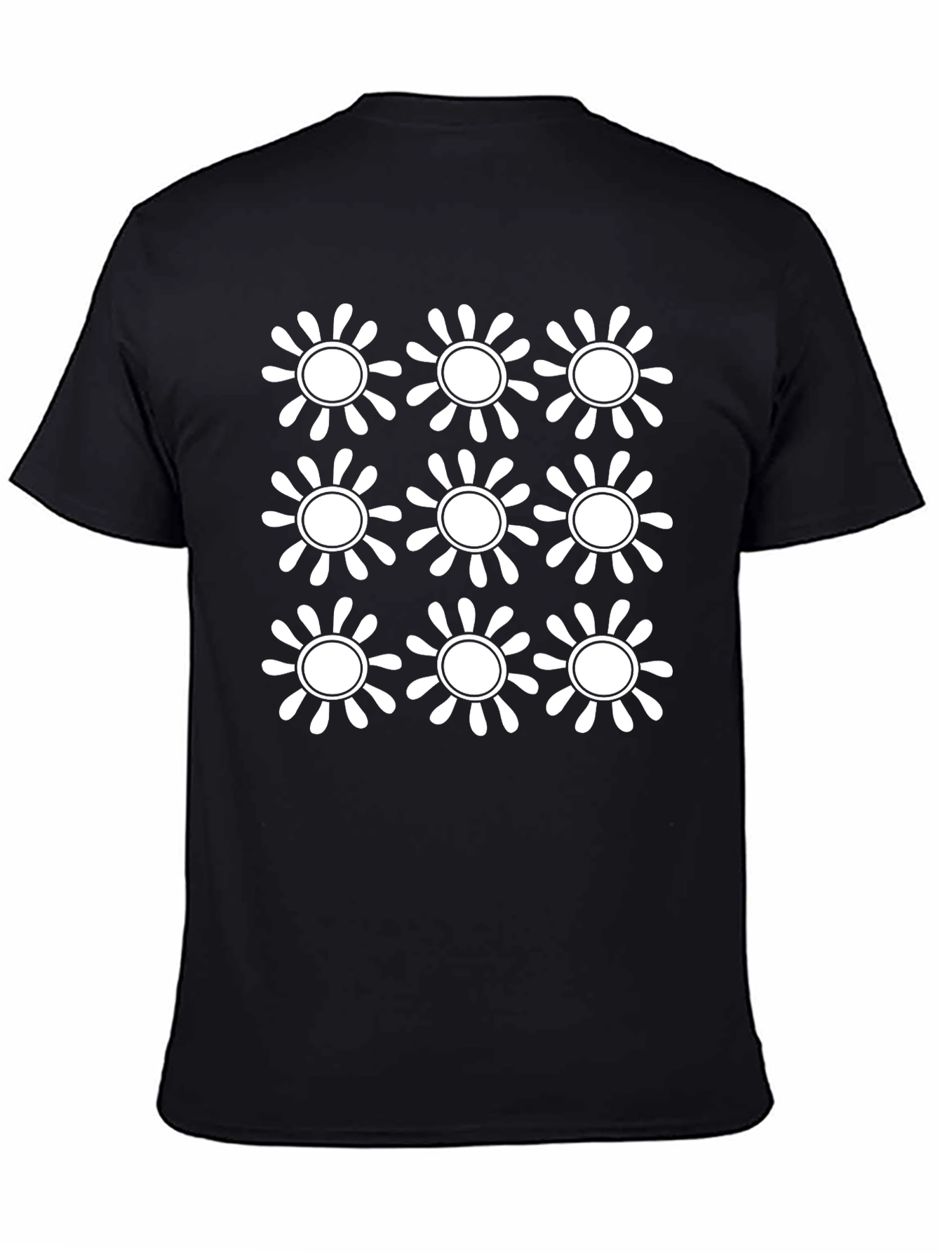 Retro Floral Pattern Black T-Shirt