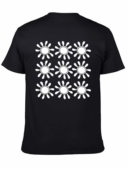 Retro Floral Pattern Black T-Shirt