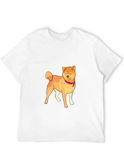 Shiba Inu Graphic Tee - Mens Black Crew Neck