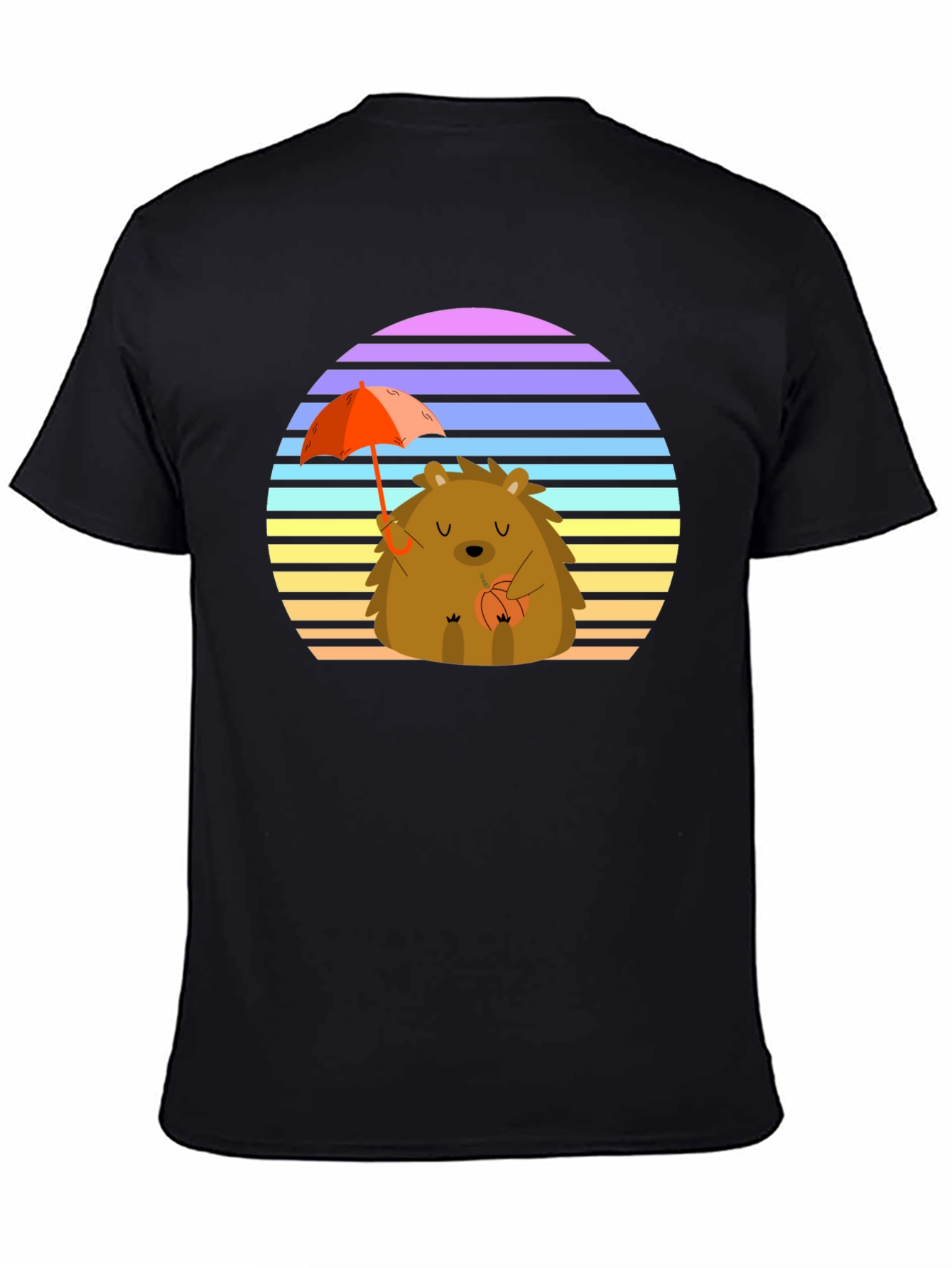 Cute Hedgehog T-Shirt with Retro Sunset Design