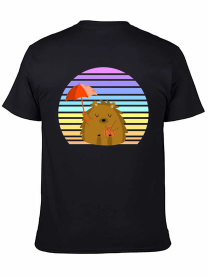 Cute Hedgehog T-Shirt with Retro Sunset Design