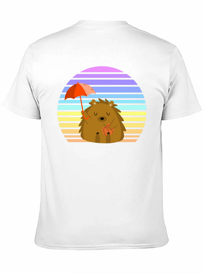 Cute Hedgehog T-Shirt with Retro Sunset Design