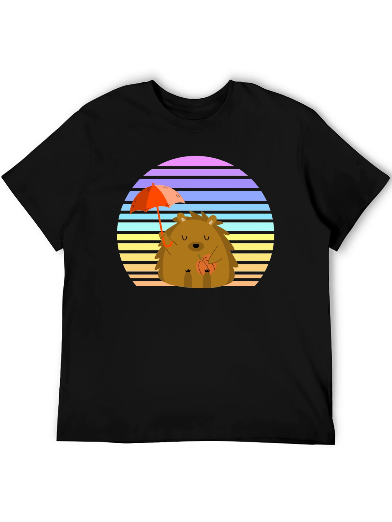 Cute Hedgehog T-Shirt with Retro Sunset Design