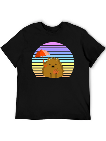 Cute Hedgehog T-Shirt with Retro Sunset Design