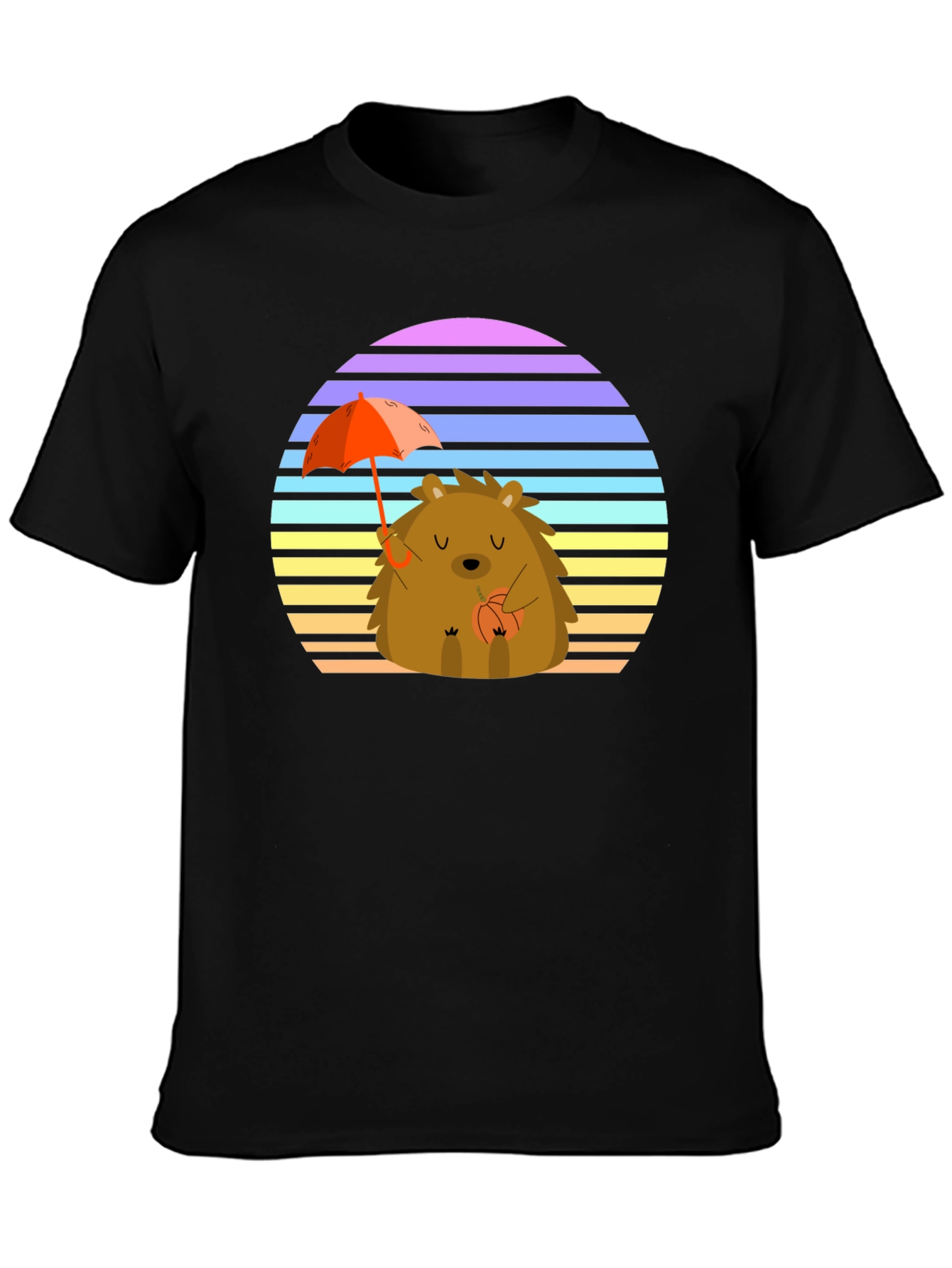 Cute Hedgehog T-Shirt with Retro Sunset Design