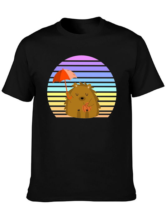 Cute Hedgehog T-Shirt with Retro Sunset Design