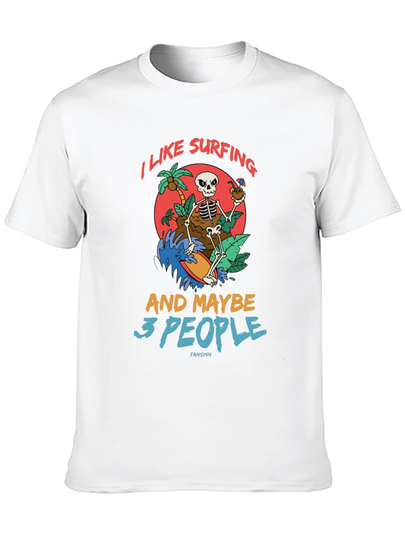 Humorous Skeleton Surfing Graphic Tee