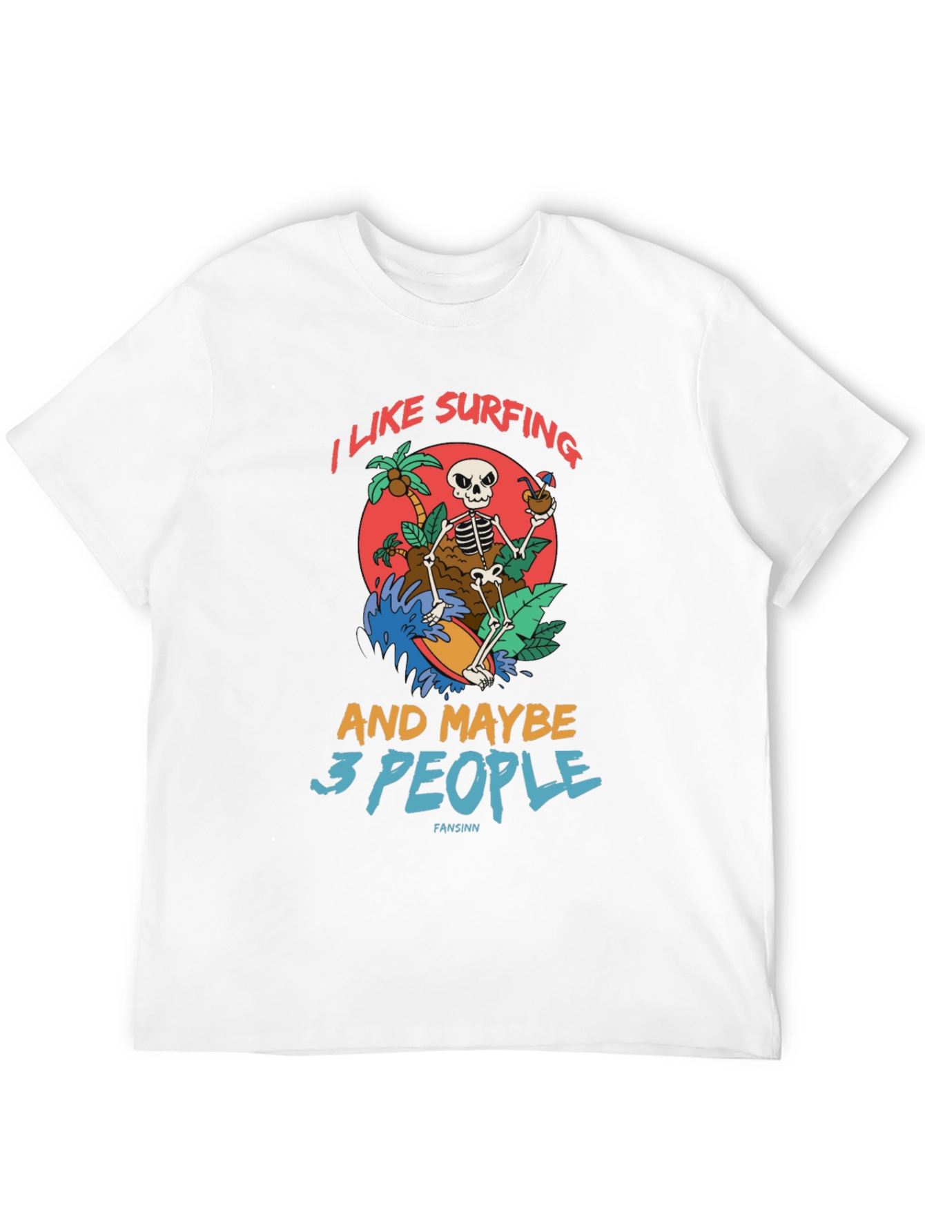 Humorous Skeleton Surfing Graphic Tee