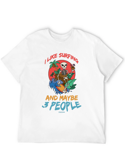 Humorous Skeleton Surfing Graphic Tee