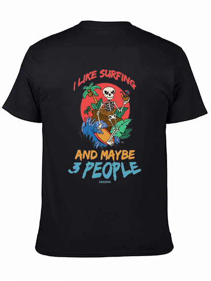 Humorous Skeleton Surfing Graphic Tee