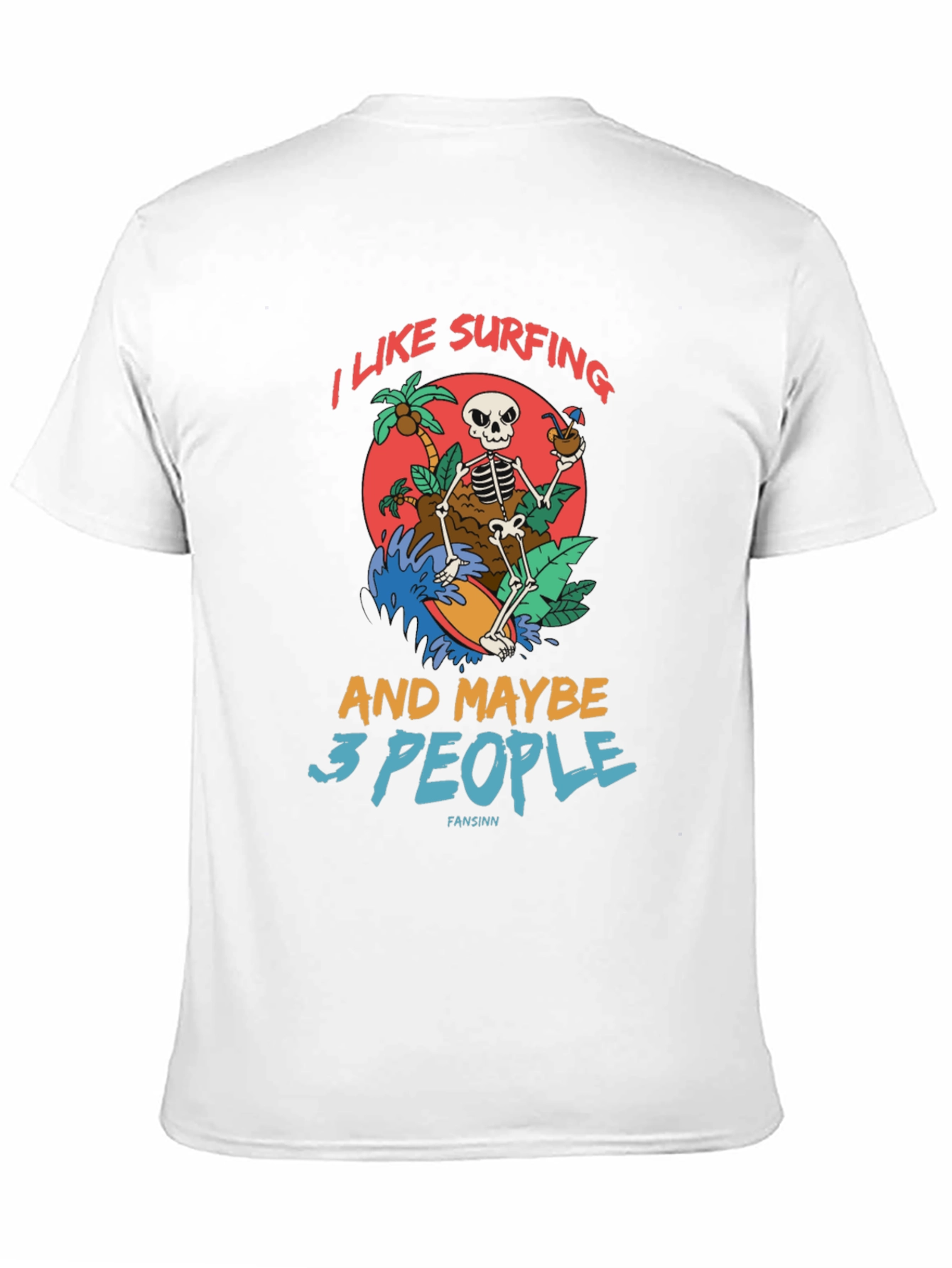 Humorous Skeleton Surfing Graphic Tee