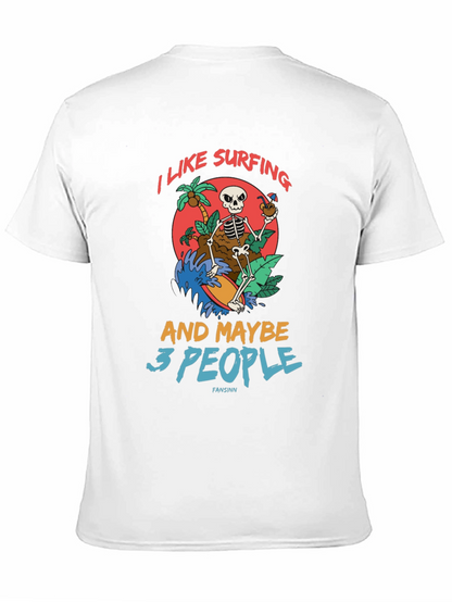 Humorous Skeleton Surfing Graphic Tee