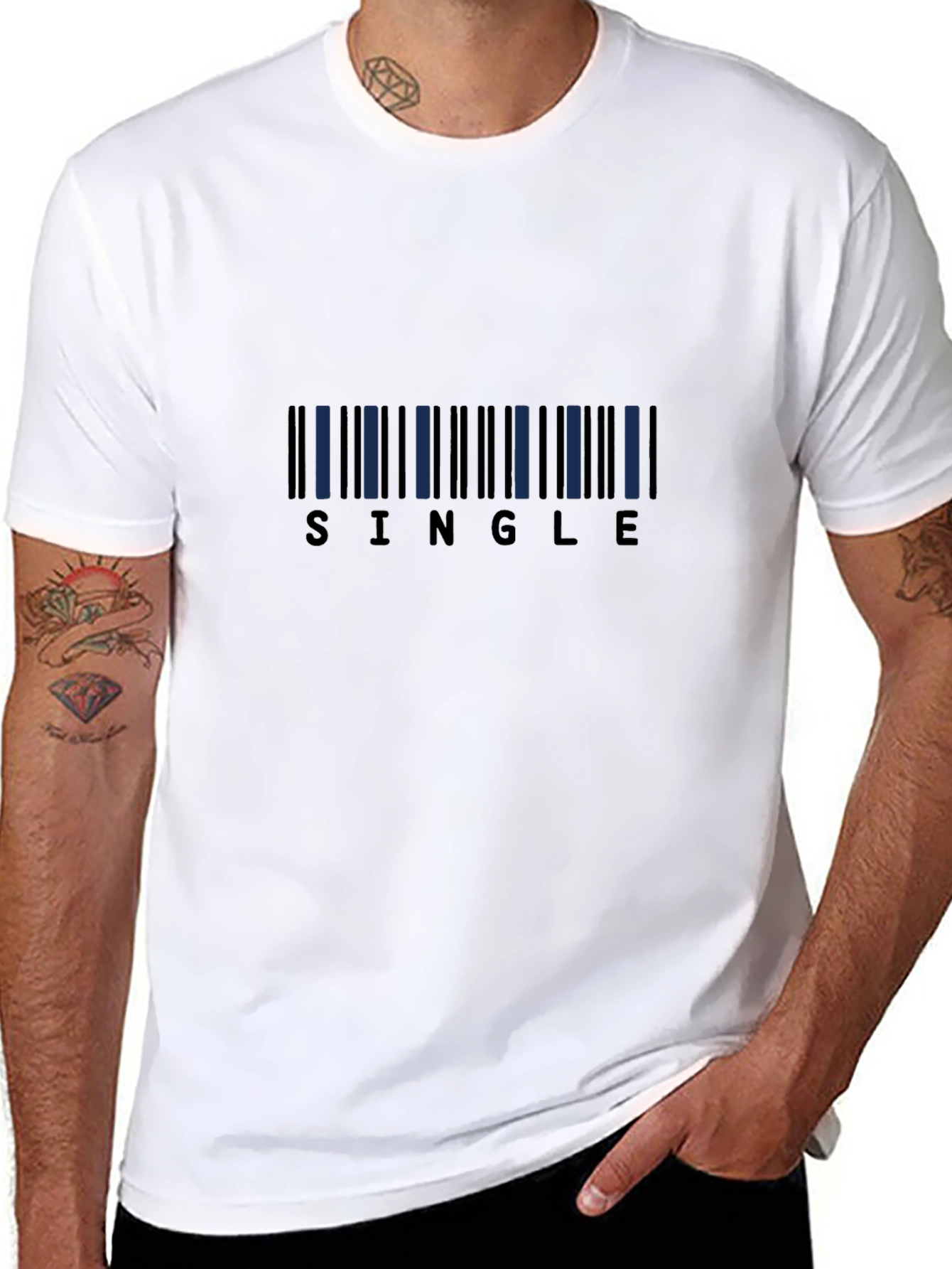 Single Barcode Graphic Tee - Black Casual T-Shirt