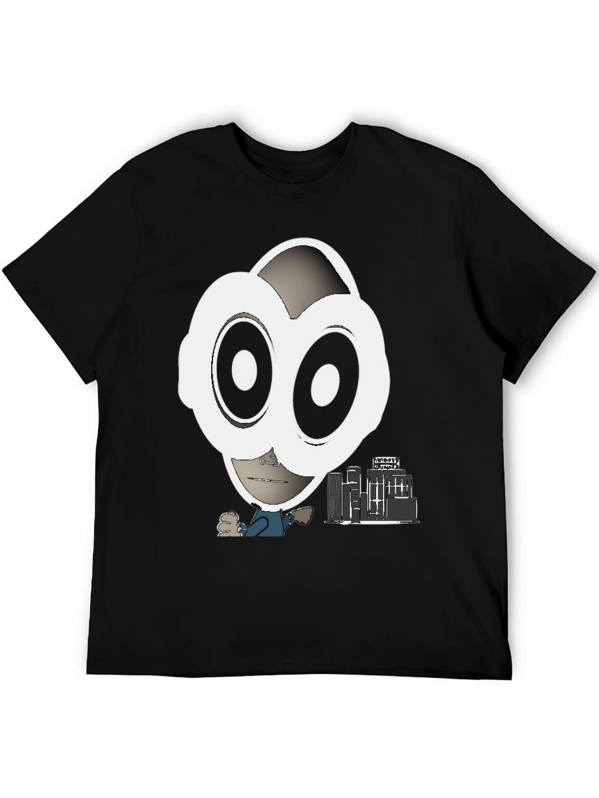 Abstract Character Graphic Tee - Black