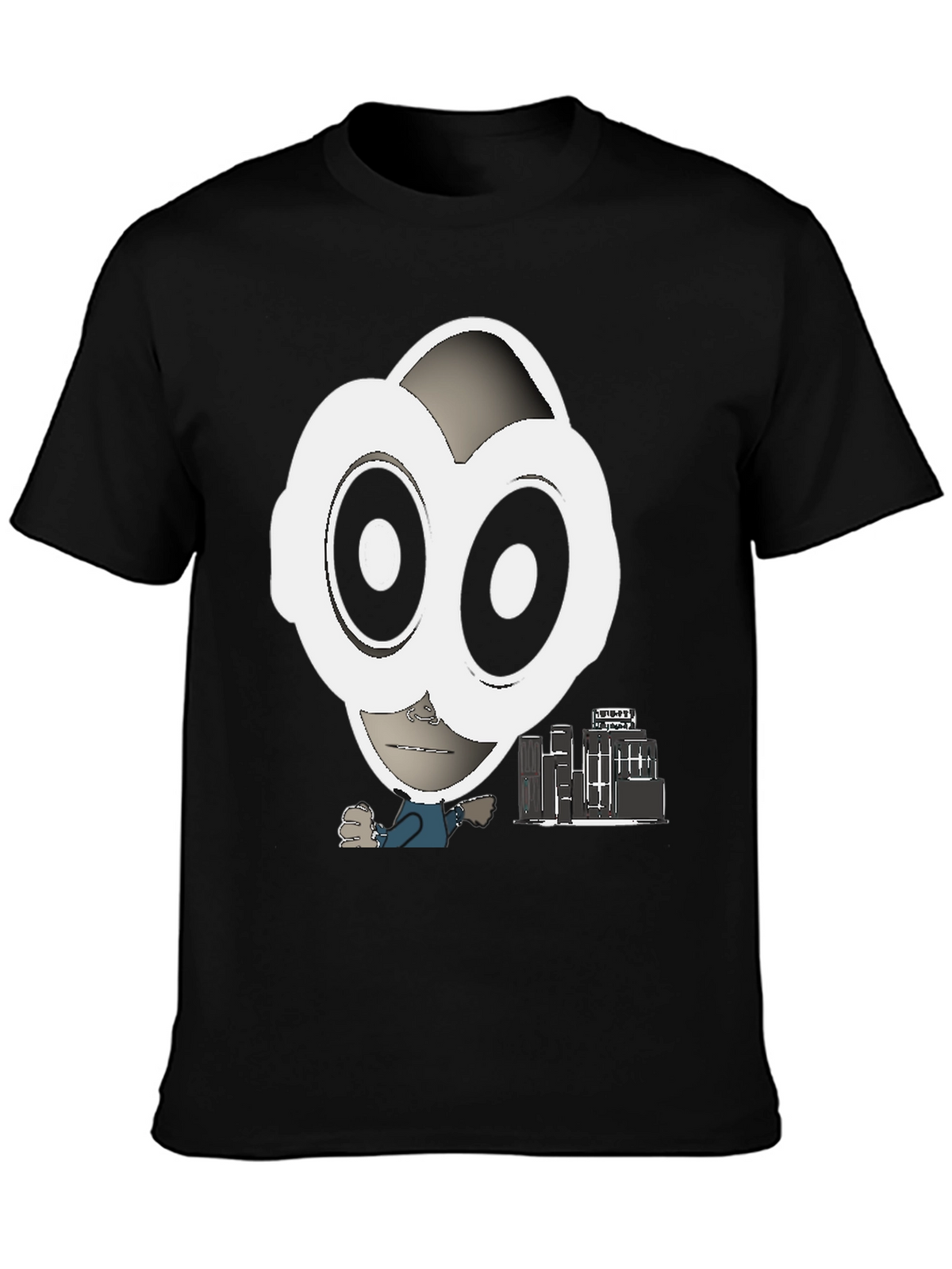 Abstract Character Graphic Tee - Black