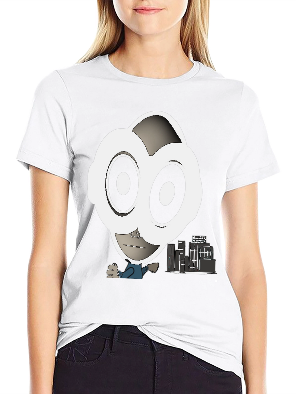 Abstract Character Graphic Tee - Black