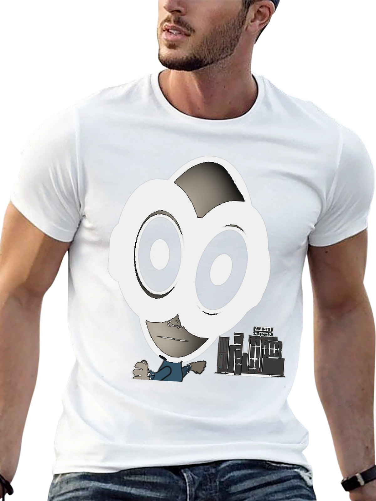 Abstract Character Graphic Tee - Black
