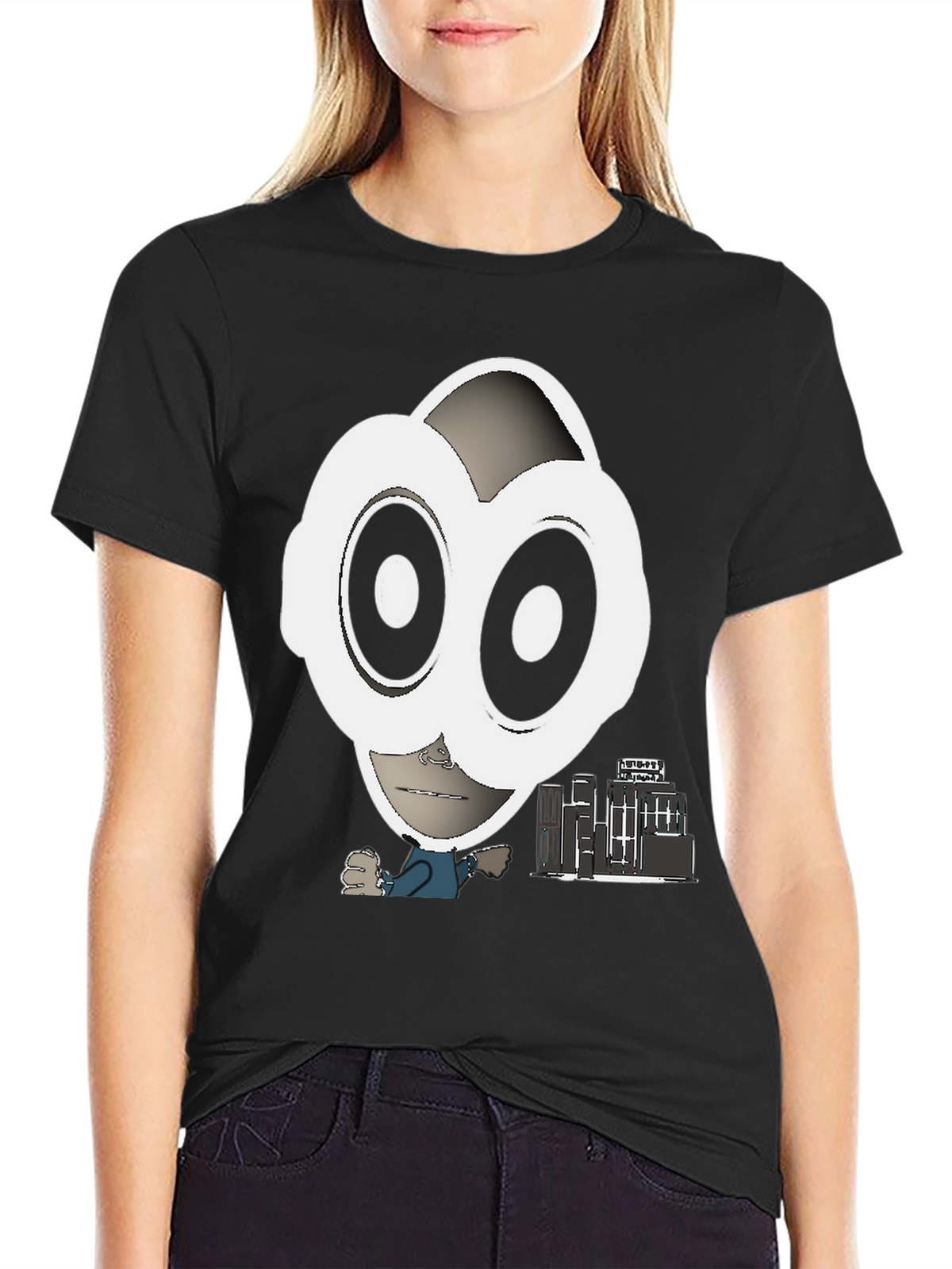 Abstract Character Graphic Tee - Black