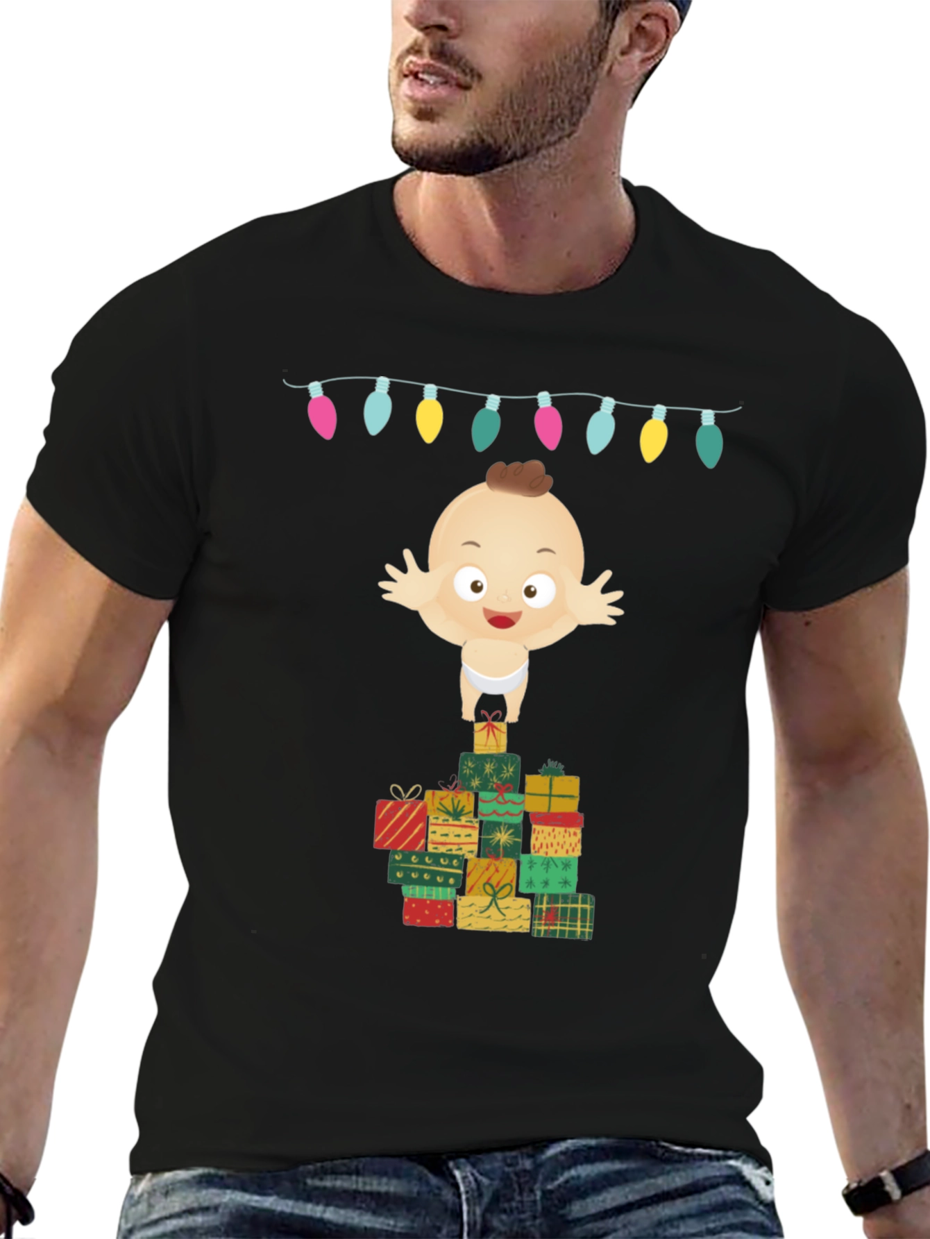 Christmas Baby on Gifts Tee - Holiday Cheer