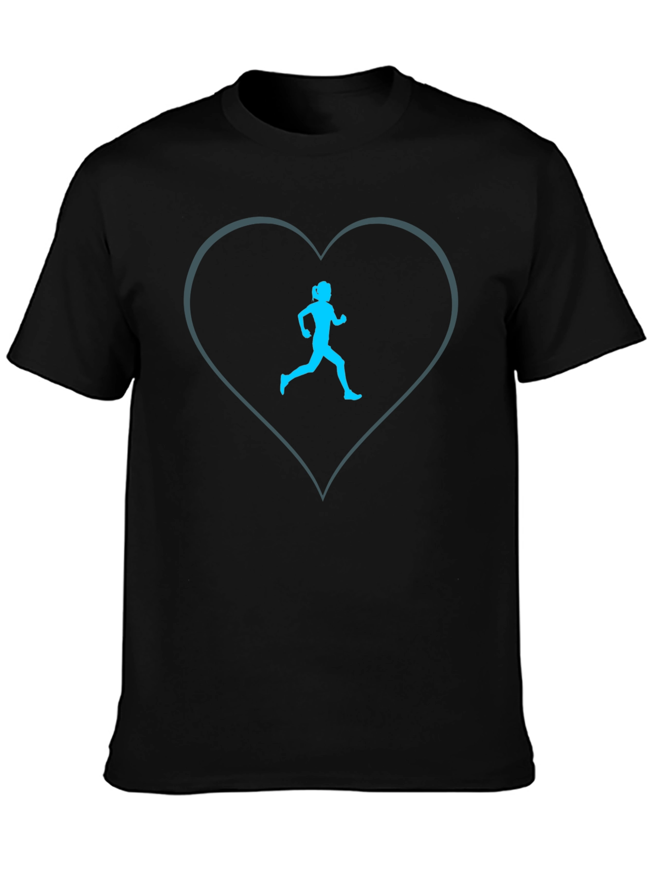 Runner Heart Tee - Black Cotton Blend Graphic T-Shirt