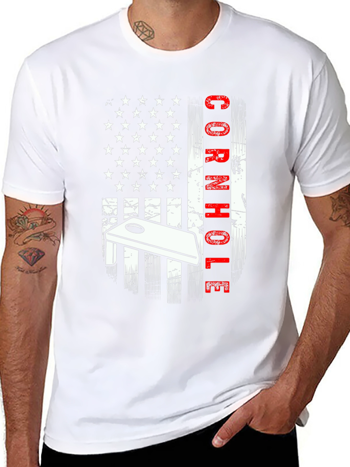 Cornhole American Flag Graphic Tee