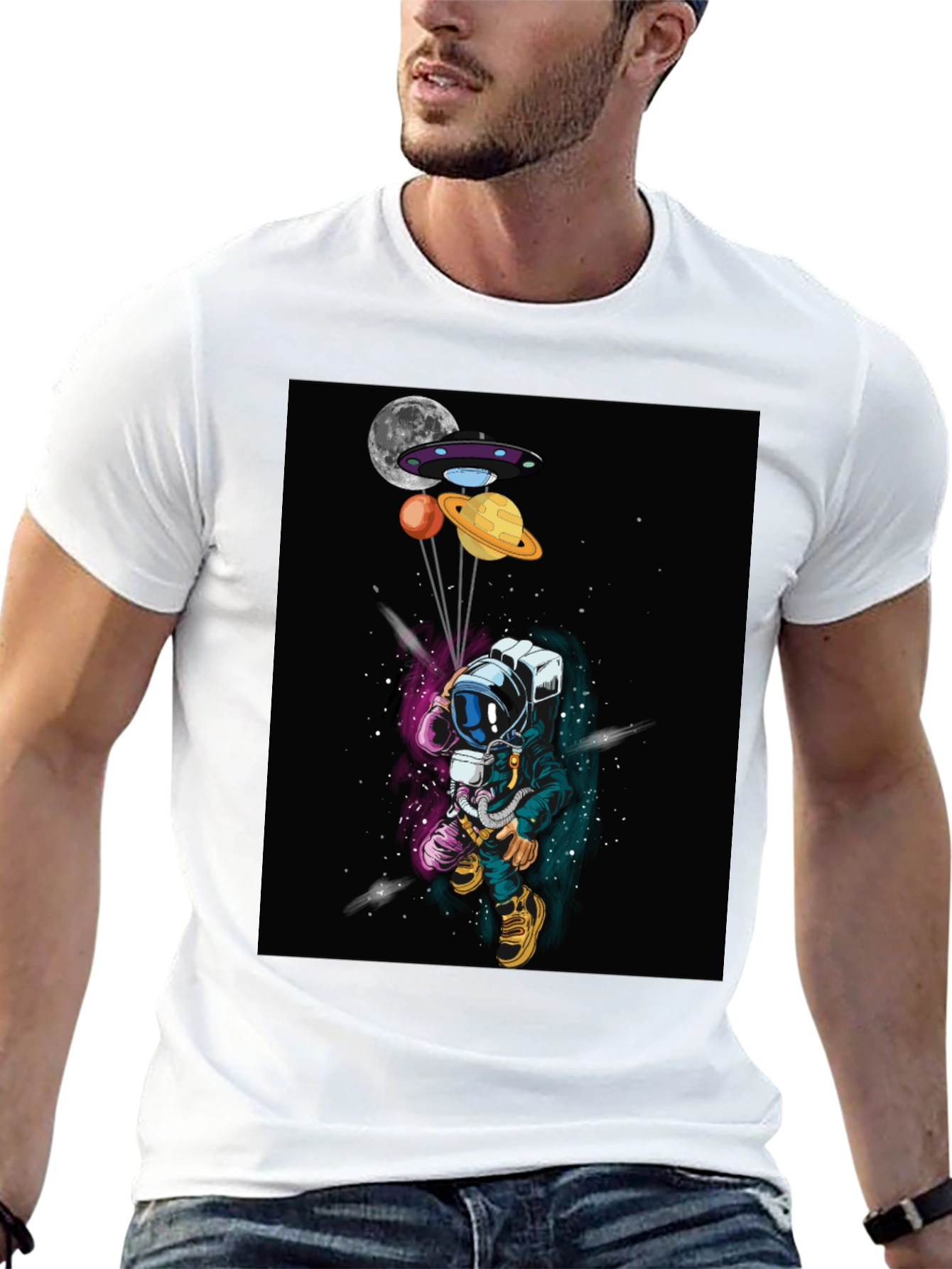 Astronaut T-Shirt - Space Planets UFO Design