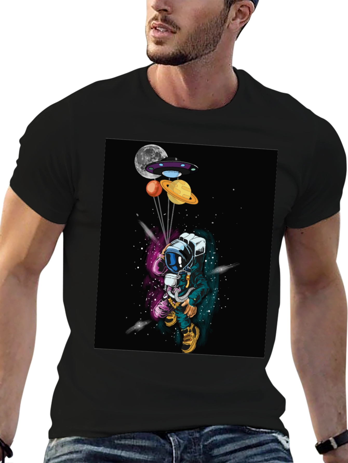 Astronaut T-Shirt - Space Planets UFO Design