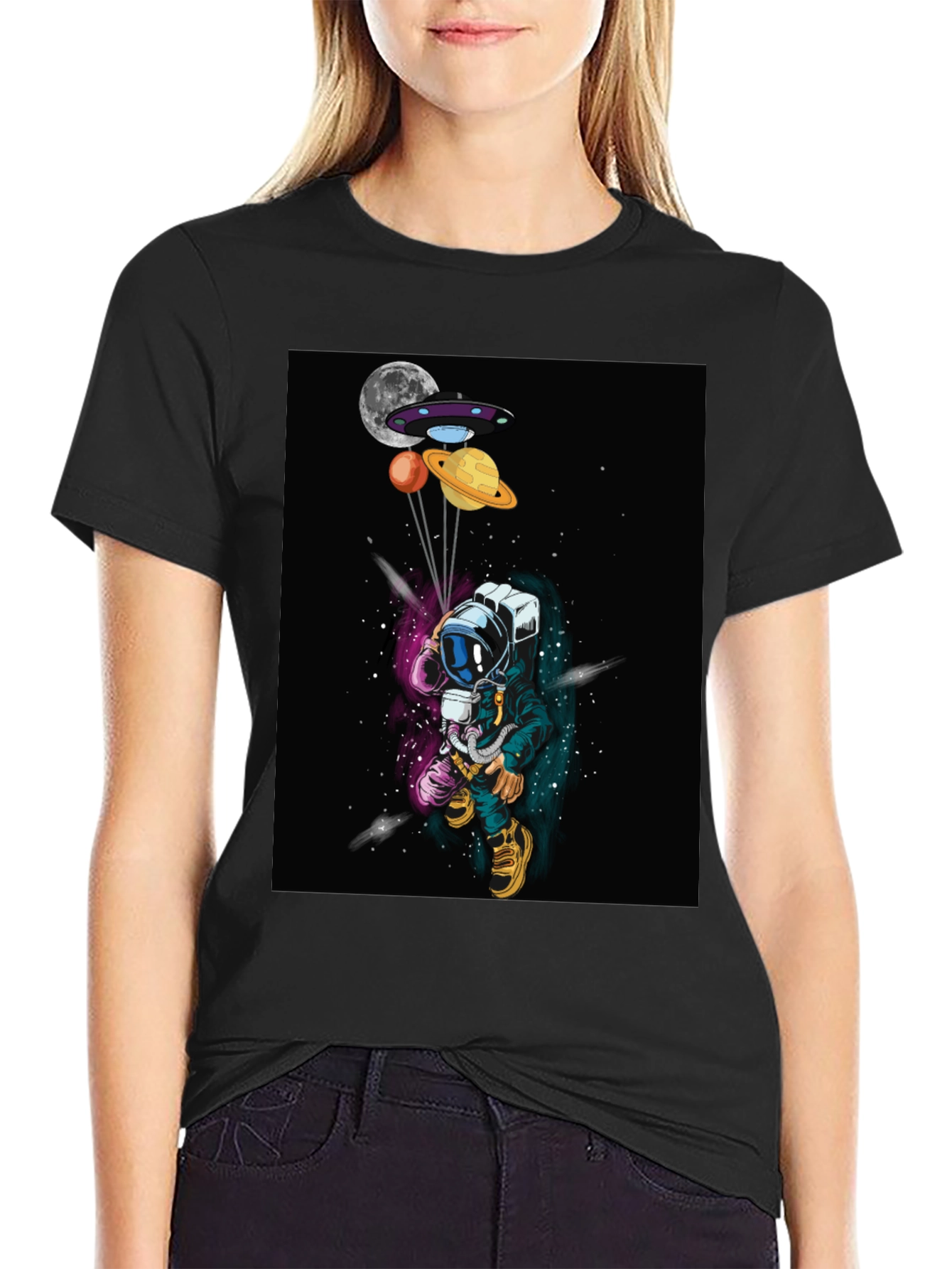 Astronaut T-Shirt - Space Planets UFO Design