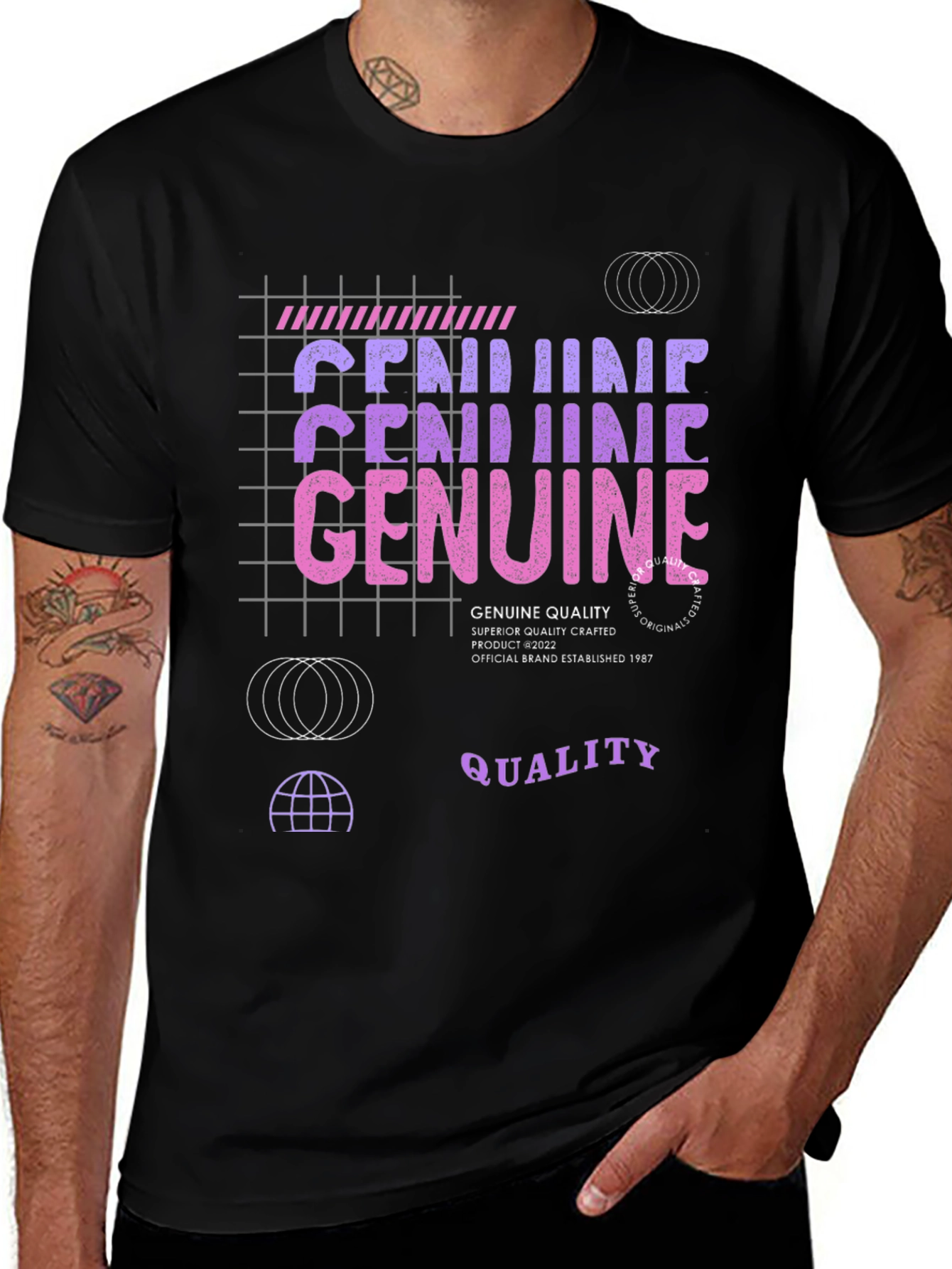 Genuine Quality Graphic Tee - Crafted Black T-Shirt