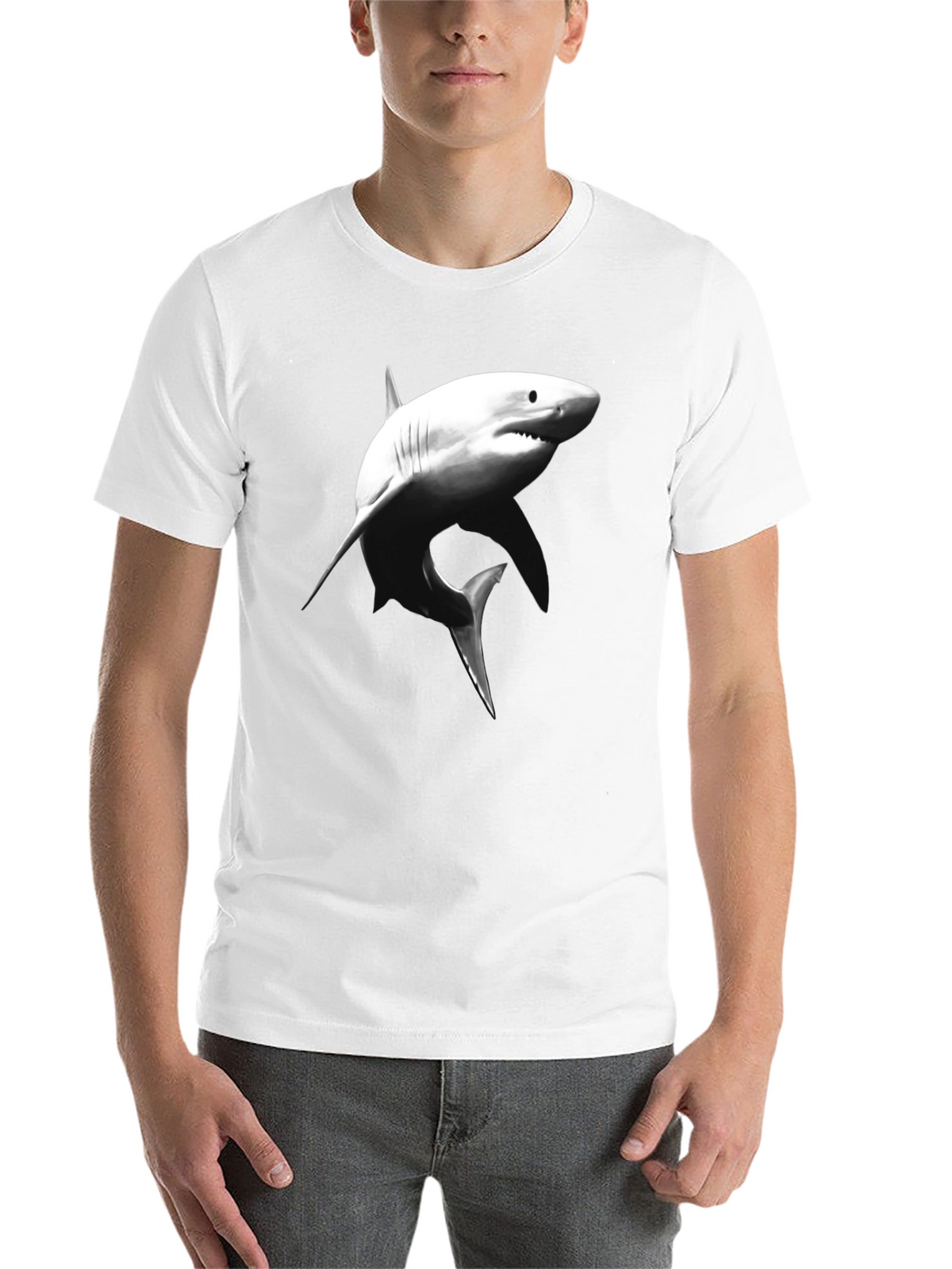 Shark Graphic Tee - Black Cotton T-Shirt