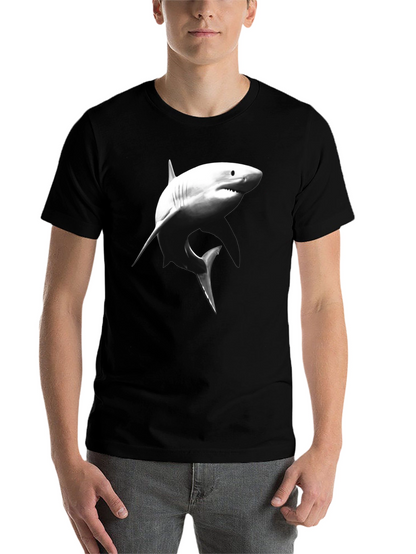 Shark Graphic Tee - Black Cotton T-Shirt