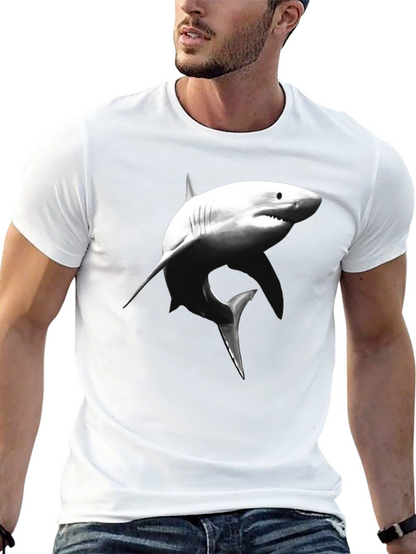 Shark Graphic Tee - Black Cotton T-Shirt