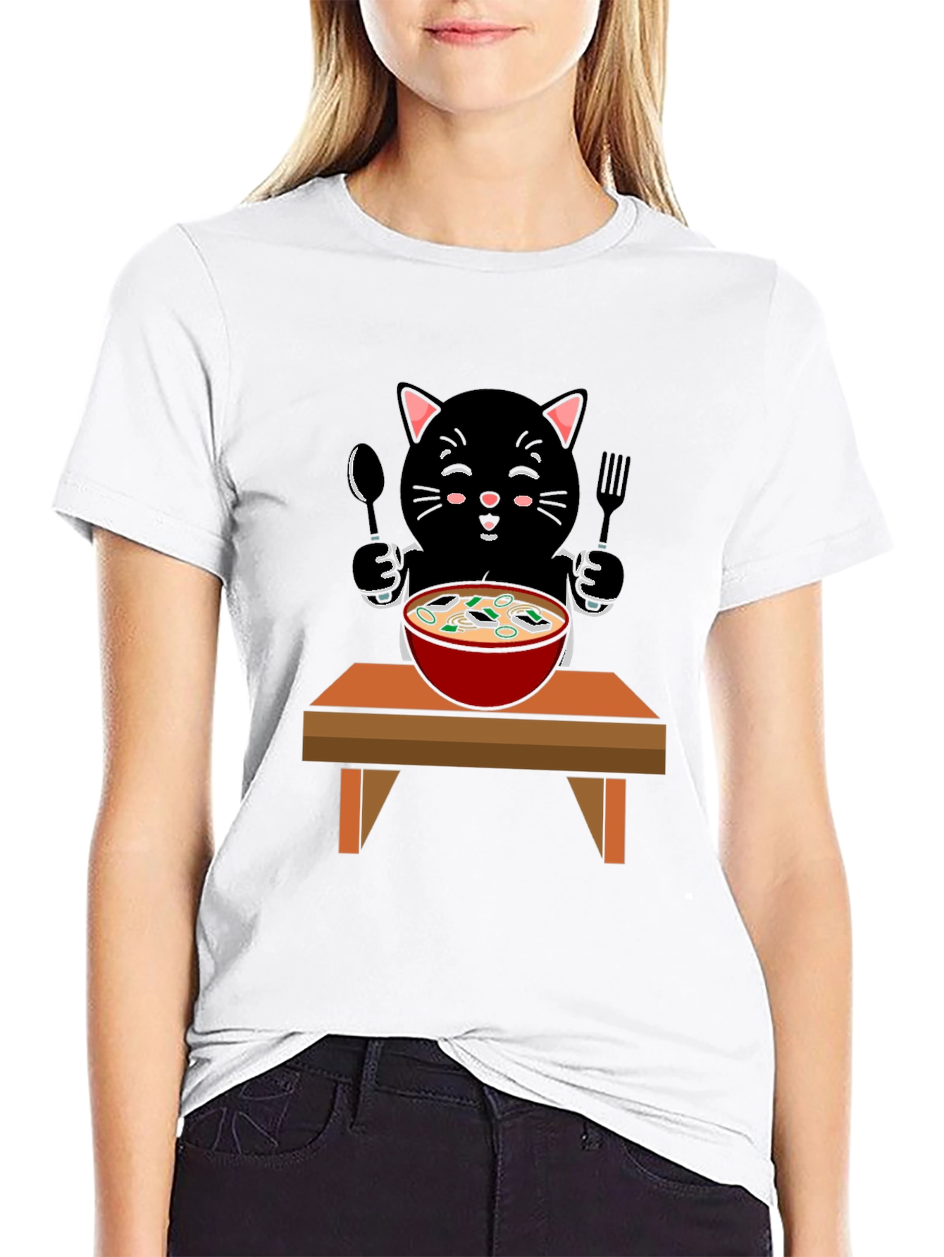 Cat Eating Ramen T-Shirt