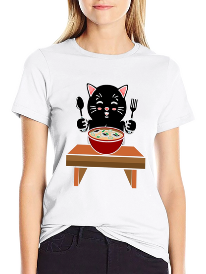 Cat Eating Ramen T-Shirt