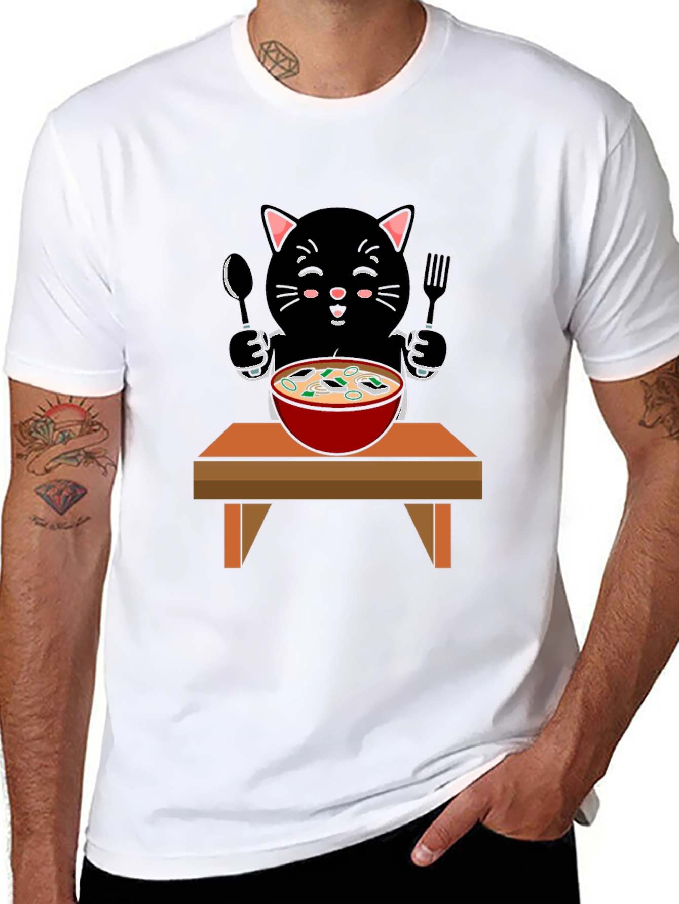 Cat Eating Ramen T-Shirt