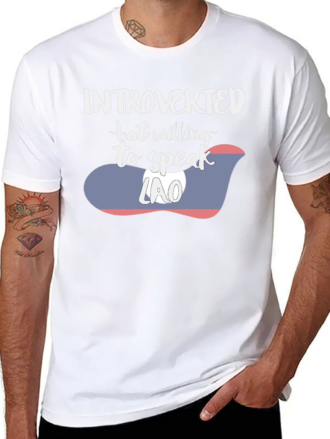 Introverted Lao Flag Graphic Tee