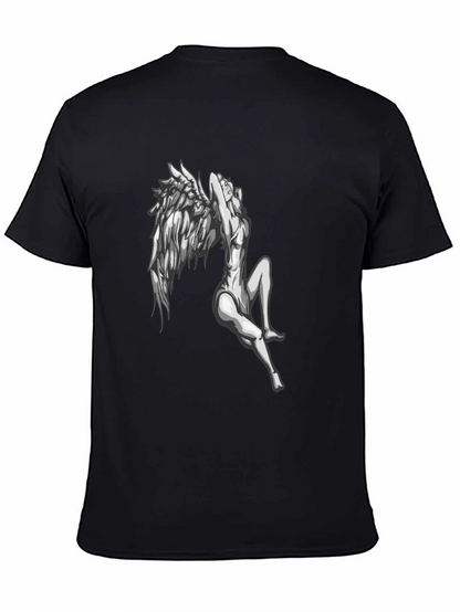 Angel Wings Graphic Print Black T-Shirt
